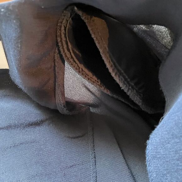 Karin Stevens Vintage Navy Long Sleeve Button Front w/ Lace n Pearl midi Dress 8 - Picture 2 of 11